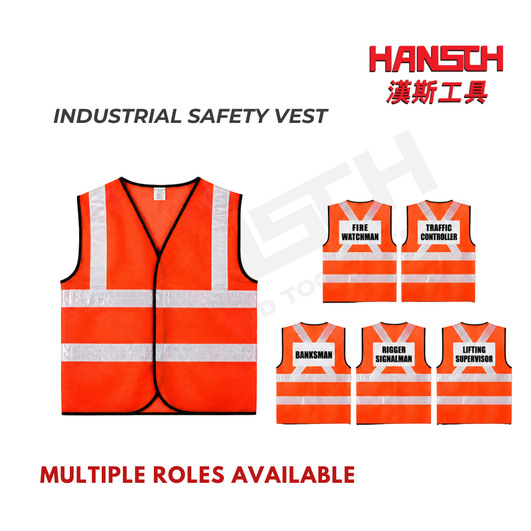 PPE Industrial Worksite Safety Vest with Printed Job Role 高可视反光网布安全背心