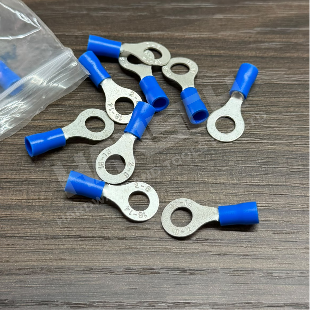 Insulated Ring Crimp Terminal Connector Blue 16-14 AWG 蓝色绝缘圆环冷压端子