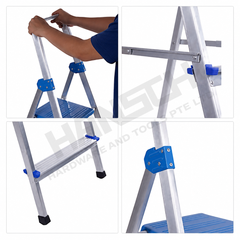 Ladder Queen 3-Step Aluminium Alloy Folding Ladder with Handrail & Safety Platform N 三步铝合金折叠梯
