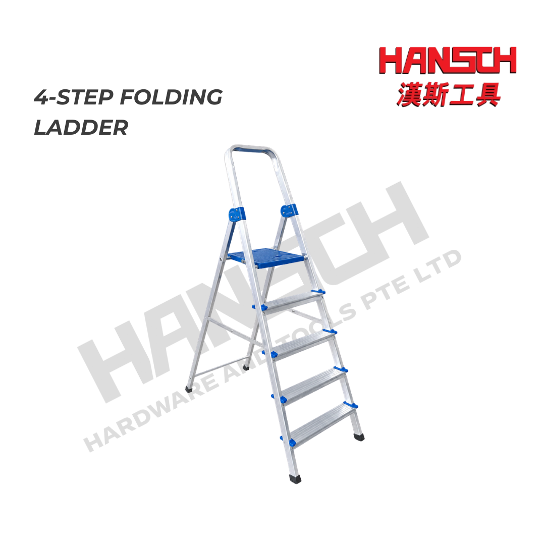 Ladder Queen 4-Step Aluminium Alloy Folding Ladder with Handrail & Safety Platform 家用四步梯