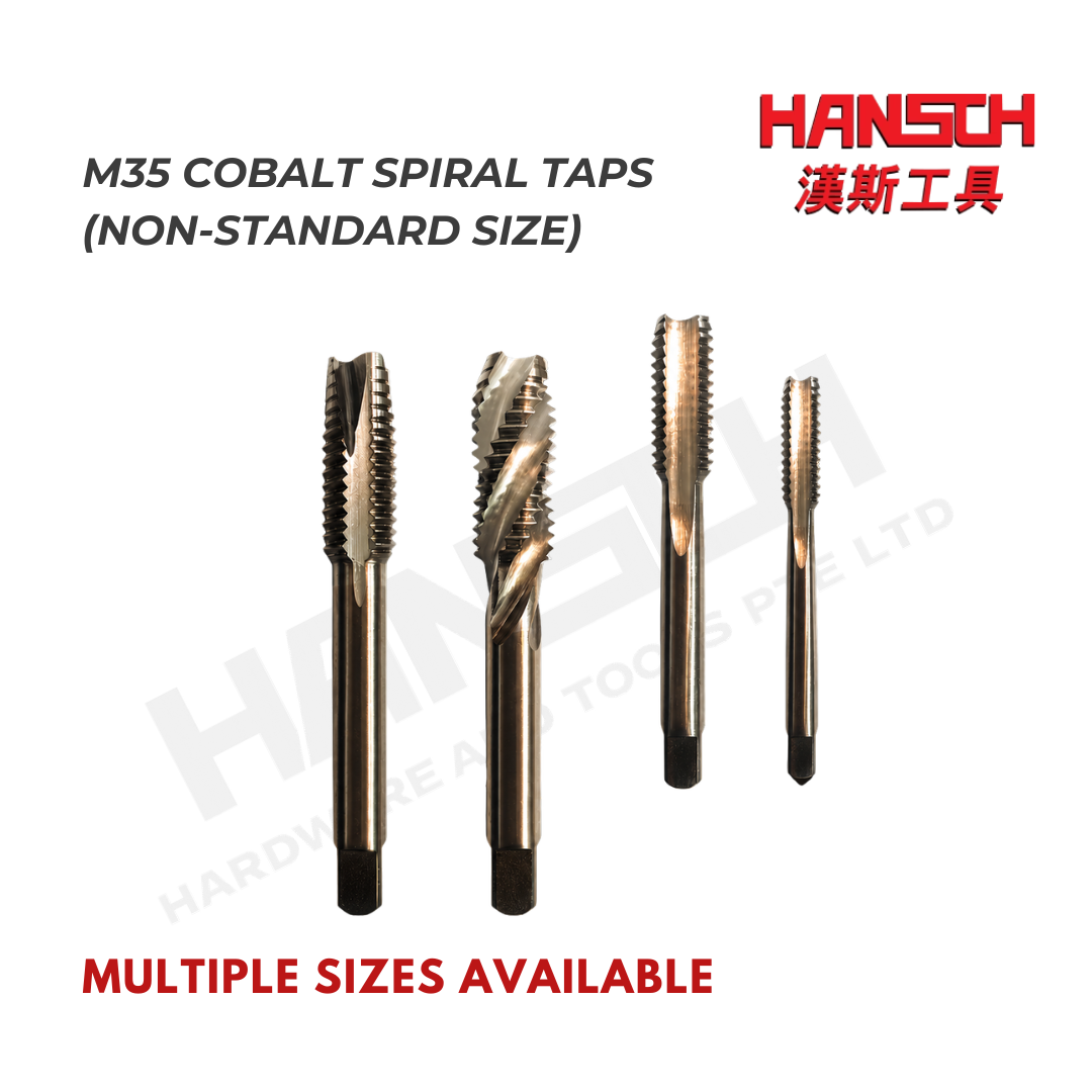 M35 Cobalt HSS Spiral Tap H2 Metric Machine Threading Tap for Stainless Steel, Iron, Aluminum & Cast Iron (M2–M12) (Non-Standard Size) 含钴丝锥直槽