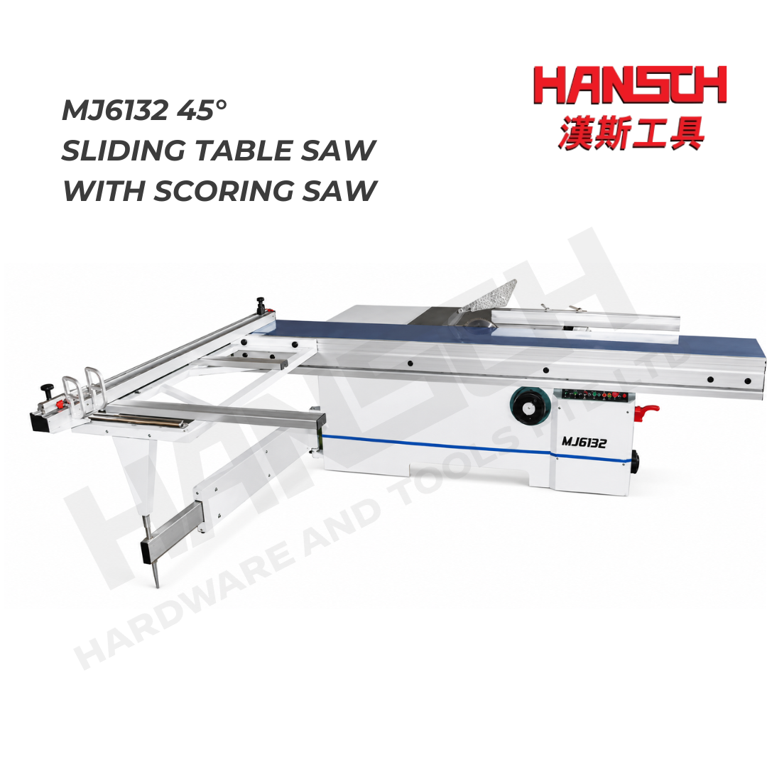 G-FORCE MJ6132 45° Precision Sliding Table Panel Saw with Scoring Saw 3.2M 精密推台锯  推台锯   带预切锯片
