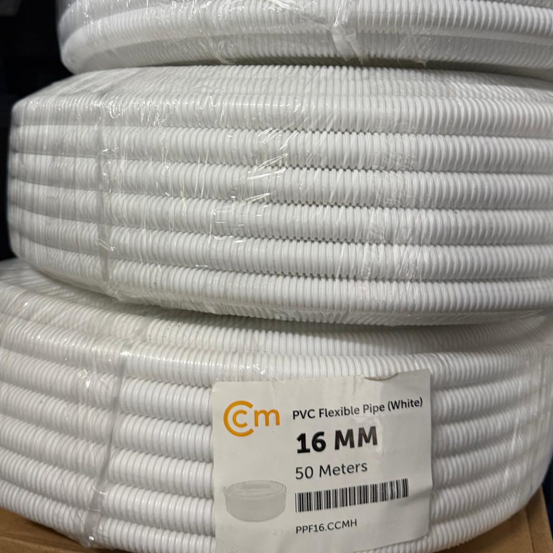 PVC Flexible Pipe White 16MM x 50M – Flexible Corrugated PVC Conduit Pipe 白色柔性波纹管