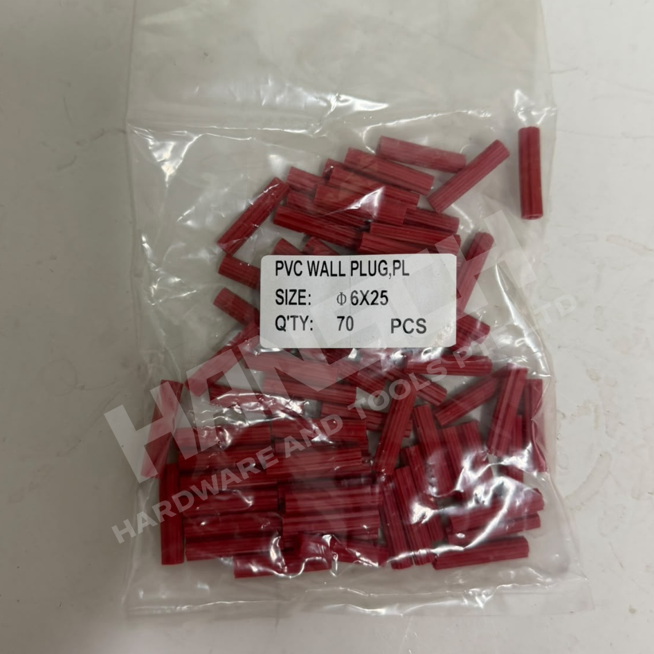 PVC Wall Plug 6 x 25mm (Multiple Sizes Avaialable) 塑料墙塞 / 膨胀胶塞 - 多种尺寸可选