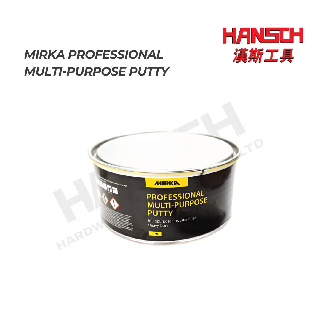 Mirka Professional Multi-Purpose Polyester Filler Putty 1kg with Hardener – Cream 专业多用途聚酯原子灰