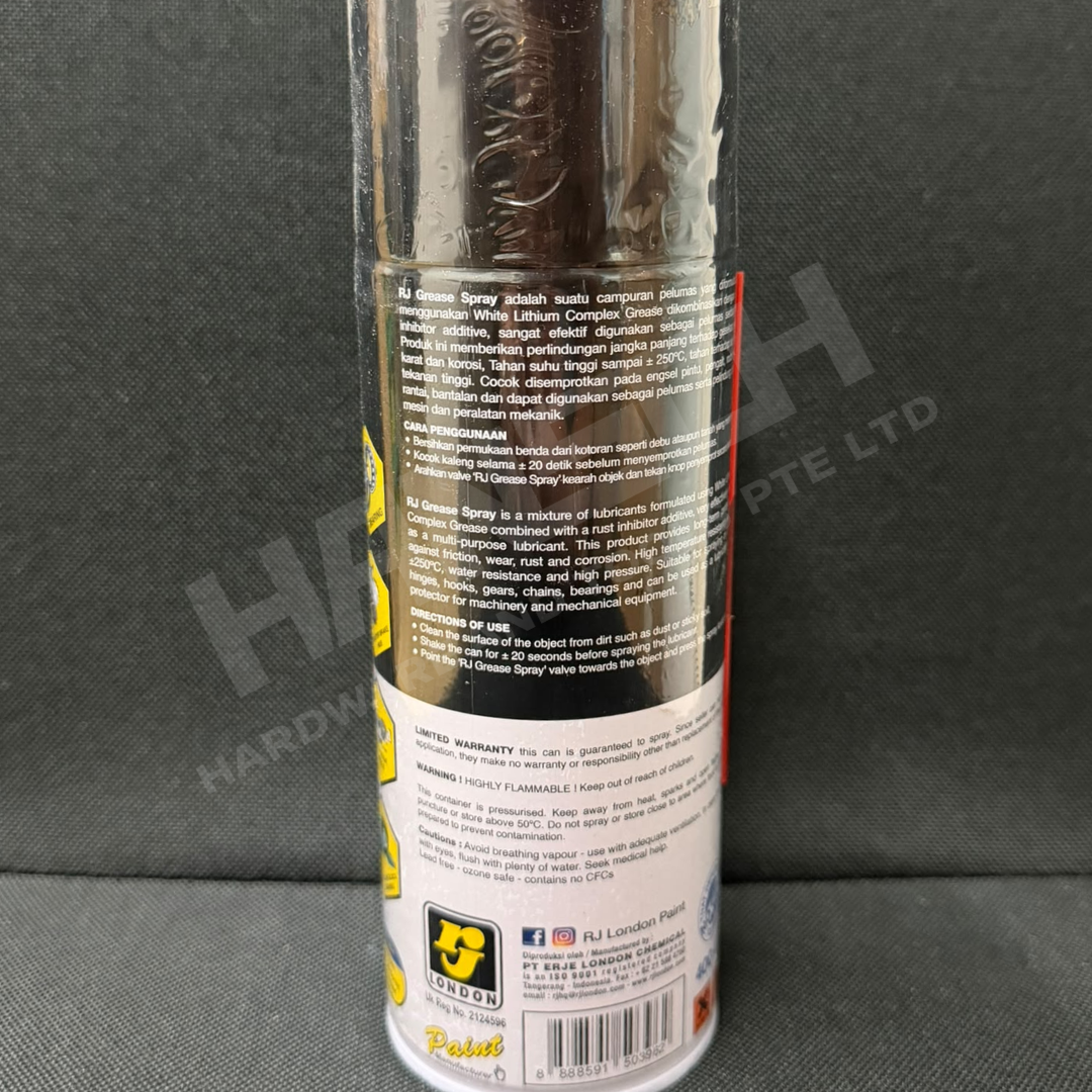 RJ London White Lithium Grease Spray 400ml – Anti-Friction, Rust & Corrosion Protection 防锈防腐蚀润滑喷剂