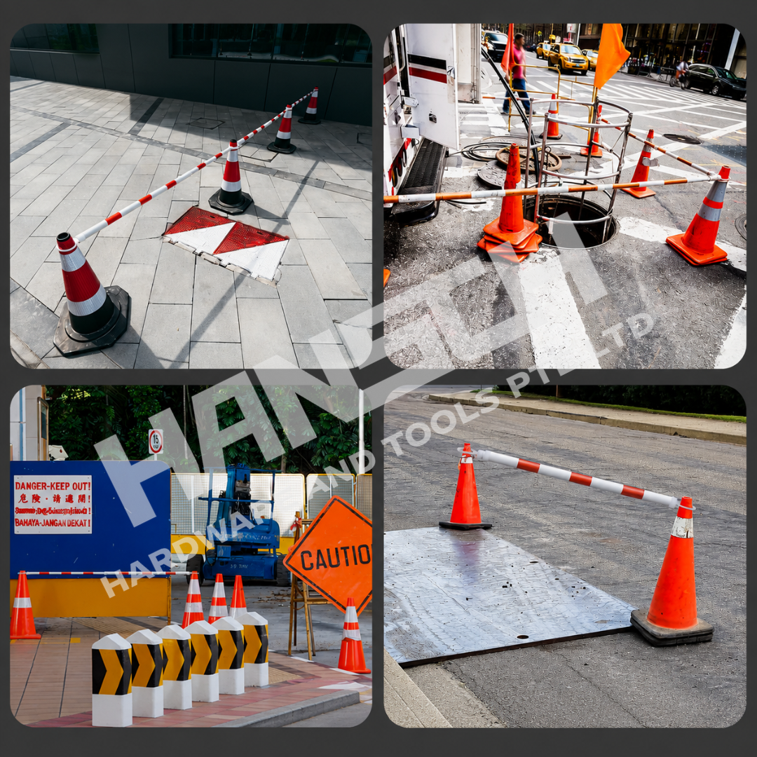 Retractable Traffic Cone Barrier Bar Safety Cone Connecting Pole 伸缩式交通安全锥连接杆