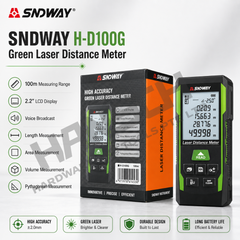SNDWAY H-D100G 100M Green Laser Distance Meter with Electronic Level 激光测距仪水平仪