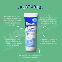 Selleys Grout Stain Whitener 280g Water-Based Grout Whitener for Bathroom, Kitchen & Laundry Tiles 填缝缝隙去渍增白防霉剂