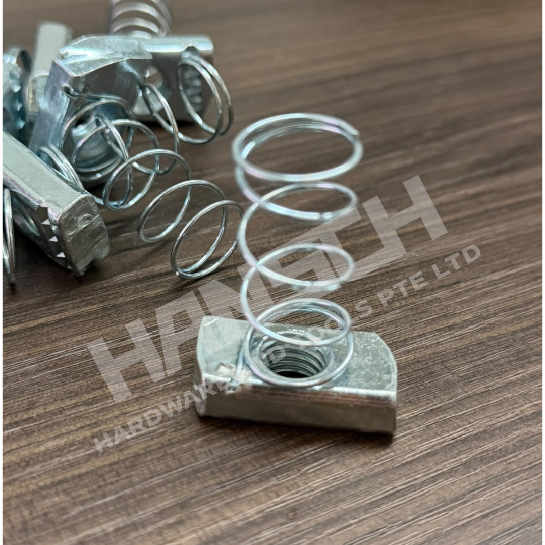 Steel Spring Nut – Self-Locking Nut for Strut Channels (Various Sizes) 弹簧螺母 - 多种尺寸可选