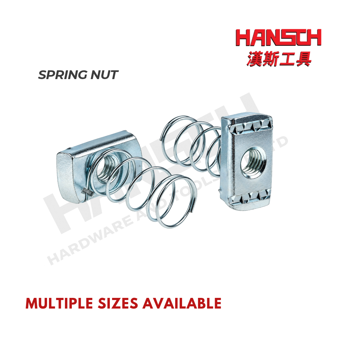 Steel Spring Nut – Self-Locking Nut for Strut Channels (Various Sizes) 弹簧螺母 - 多种尺寸可选