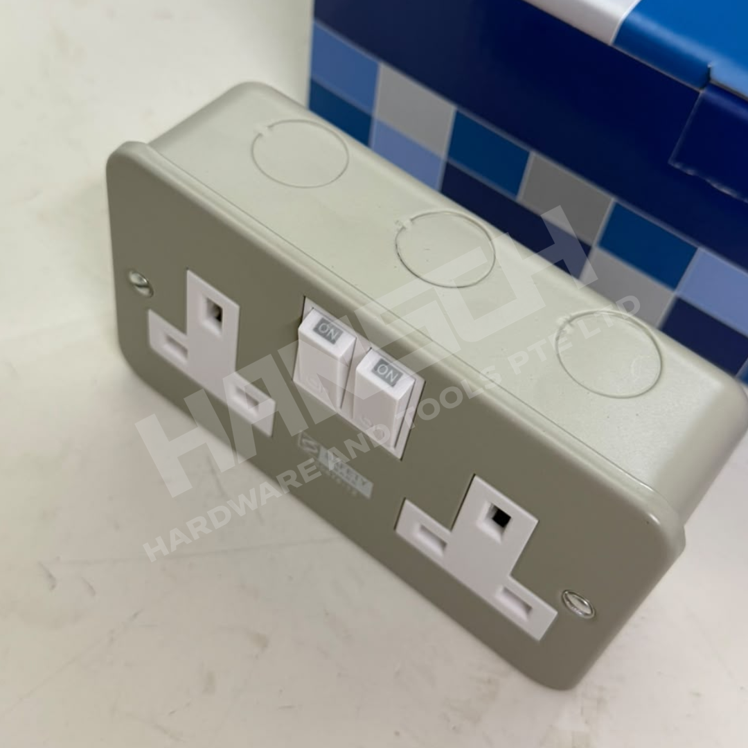 T&J 2 Gang 13A Switch Socket Metal Clad 双位开关插座