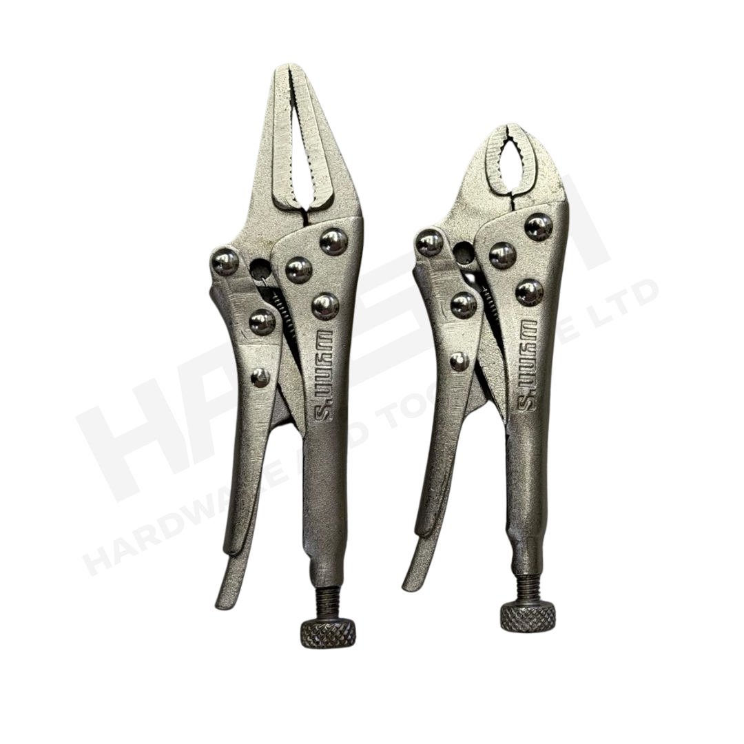 WYNNS Mini Locking Pliers Set 5" (125mm) | 2PCS CR-V Steel Vise Grip Pliers – Round Jaw & Long Nose (大力钳)