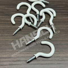 White PVC Coated Screw Hook / Cup Hook (Multiple Sizes Available) 羊角挂钩 - 多种尺寸可选