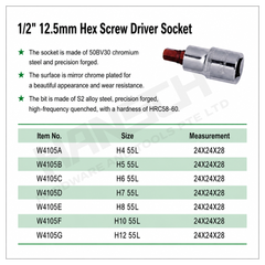Wynn's 1/2" Drive Hex Screwdriver Socket Bit Socket Adapter 1/2六角旋具套筒