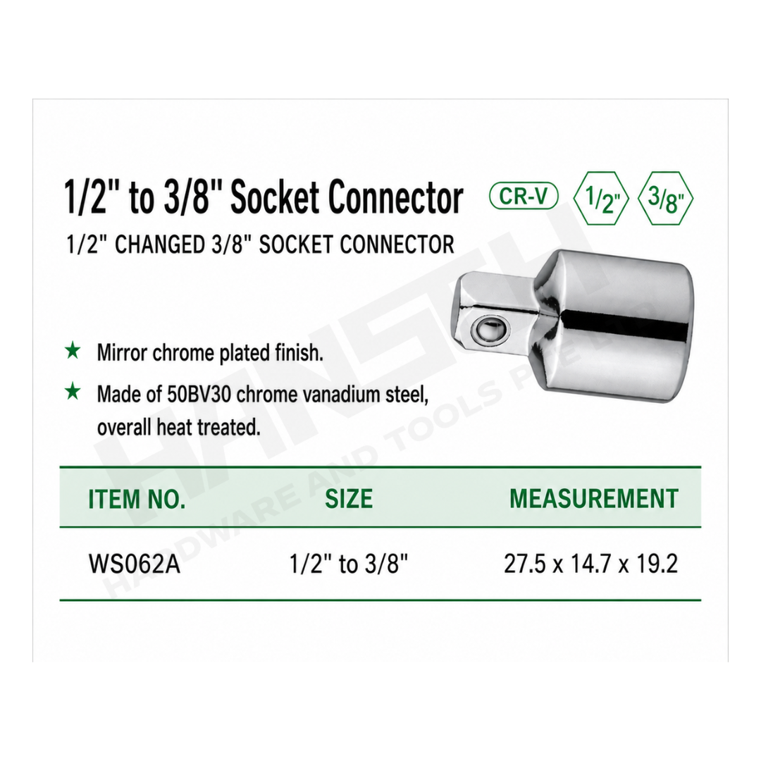 Wynn's 1/2" to 3/8" Drive Socket Adapter Converter WS062A Socket Connector  转换接头