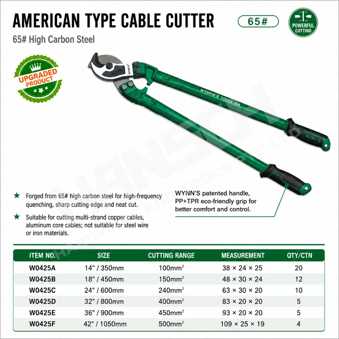 Wynn's American Type Heav Duty Cable Cutter Wire Rope Cutter Hand Tool  美式电缆剪
