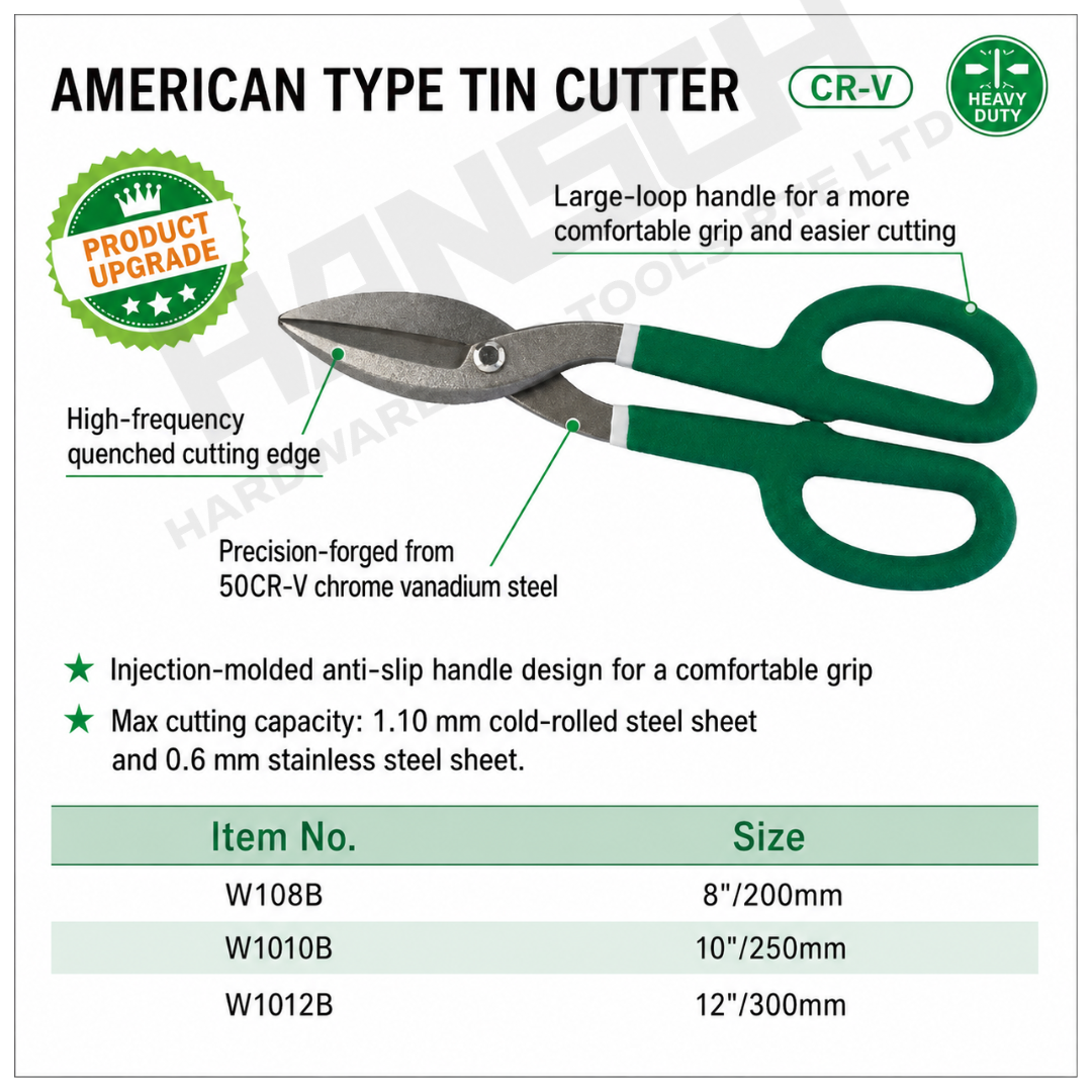 Wynn's American Type Tin Cutter 8” Heavy Duty Sheet Metal Snips 美式铁皮剪