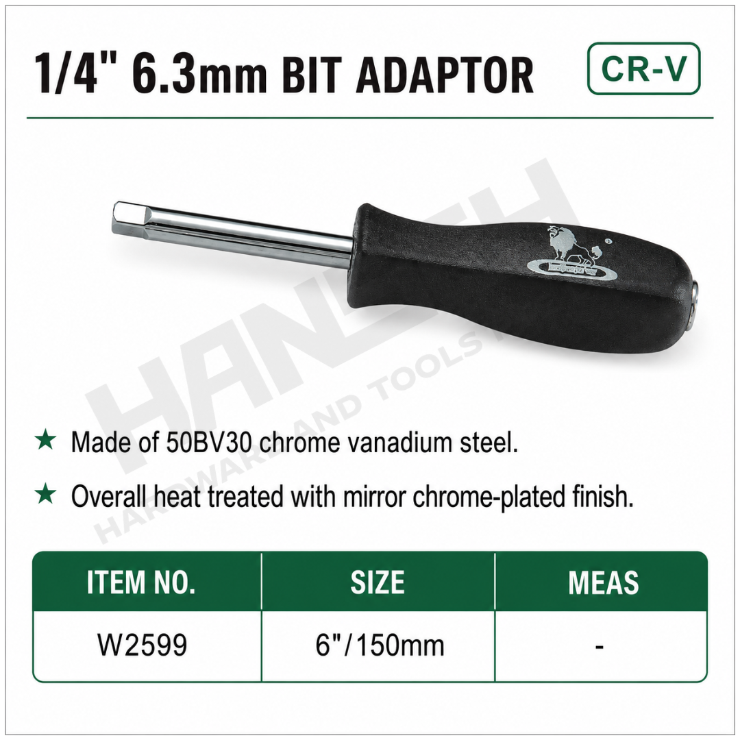 Wynn's W2599 1/4 Inch 6.3mm Bit Adapter Screwdriver 1/4系列黑柄旋柄