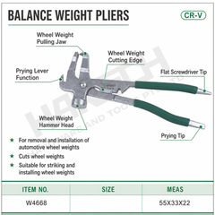 Wynn's Balance Weight Pliers W4668 Automotive Wheel Weight Removal & Installation Tool, Wheel Weight Cutting Pliers 平衡锤