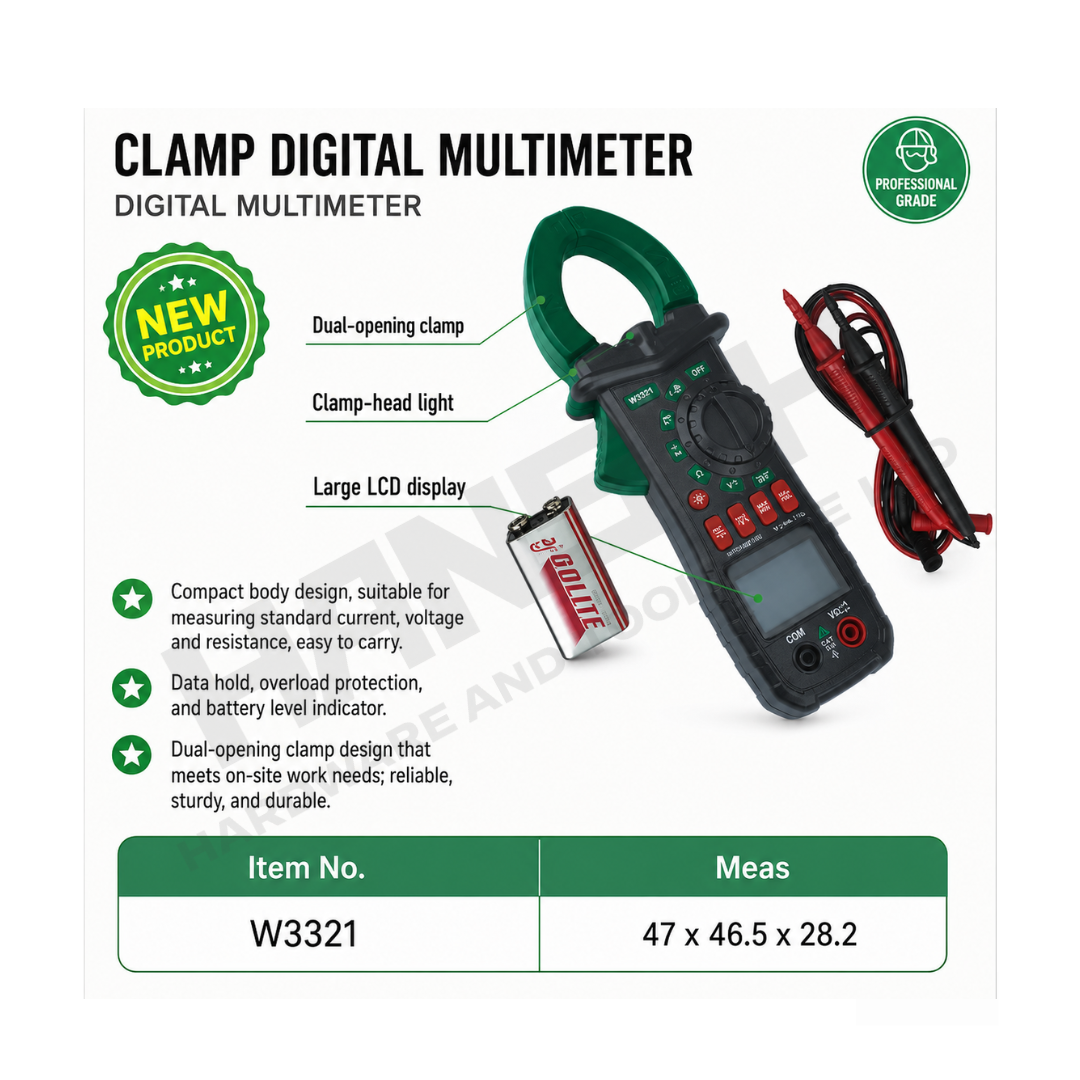 Wynn's Clamp Digital Multimeter W3321 with Dual-Opening Clamp & Large LCD Display 钳型万用表