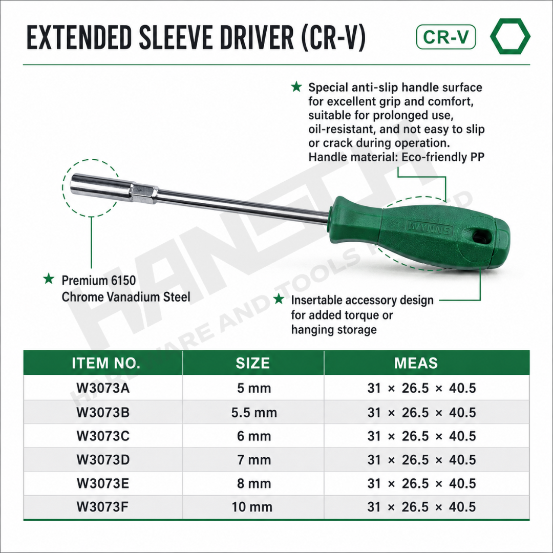 Wynn's Extended Sleeve Nut Driver Set Socket Screwdriver 加长套筒批