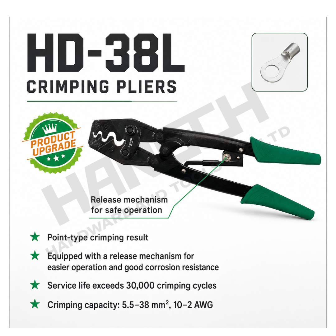 Wynn's HD-38L Heavy Duty Crimping Pliers for Cable Terminal Lug Crimping (38L压线钳)