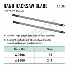 Wynn's Hand Hacksaw Blade – High Carbon Steel Hacksaw Blade 18T / 24T for Metal Cutting 手用钢锯条