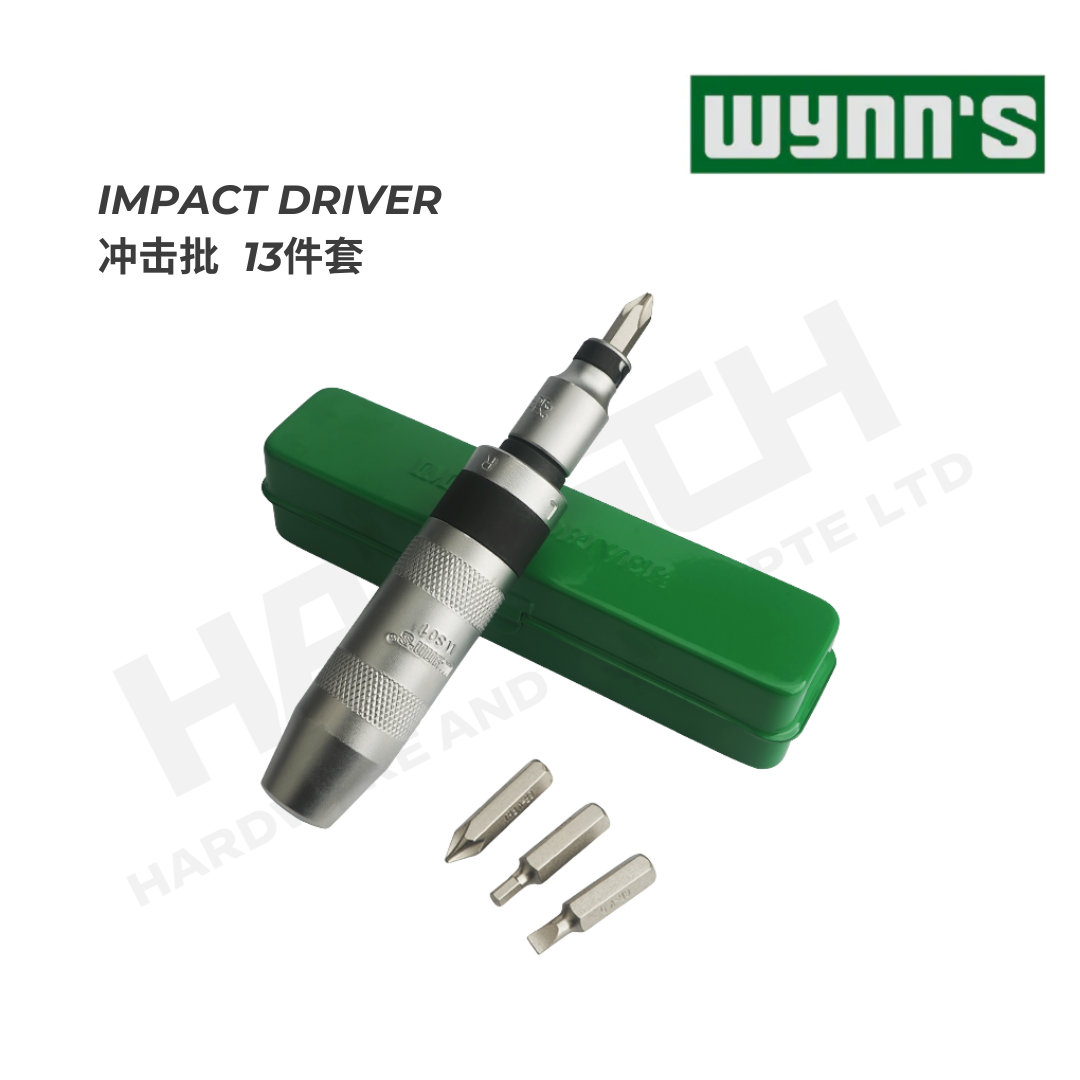 Wynn's Impact Driver Set (WS01) 13pcs Set Includes Phillips, Slotted, and Hex bit sizes  冲击螺丝批13件套