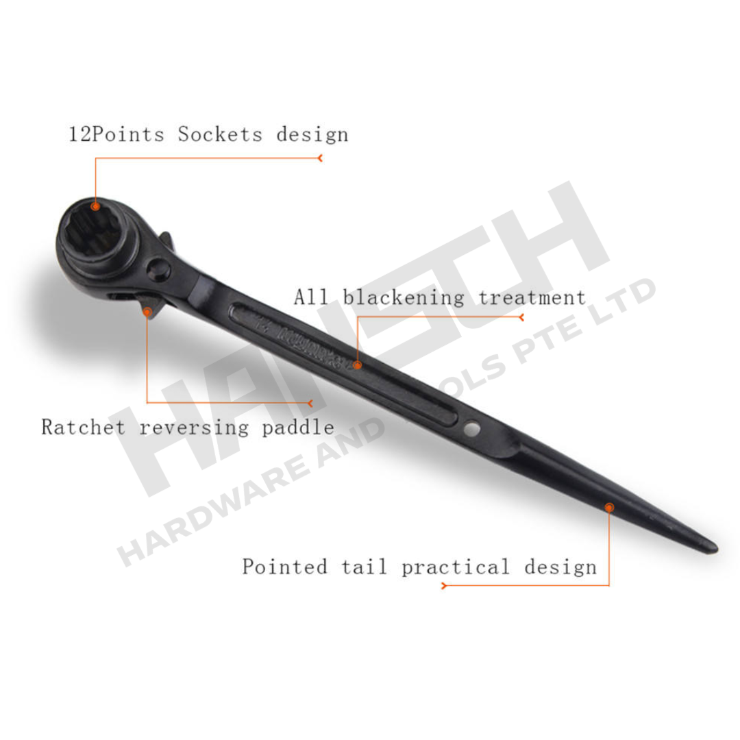 Industrial Grade Adjustable Strong Torque Wrench Universal Socket Box Spanner Ratchet Wrench 尖尾棘轮扳手