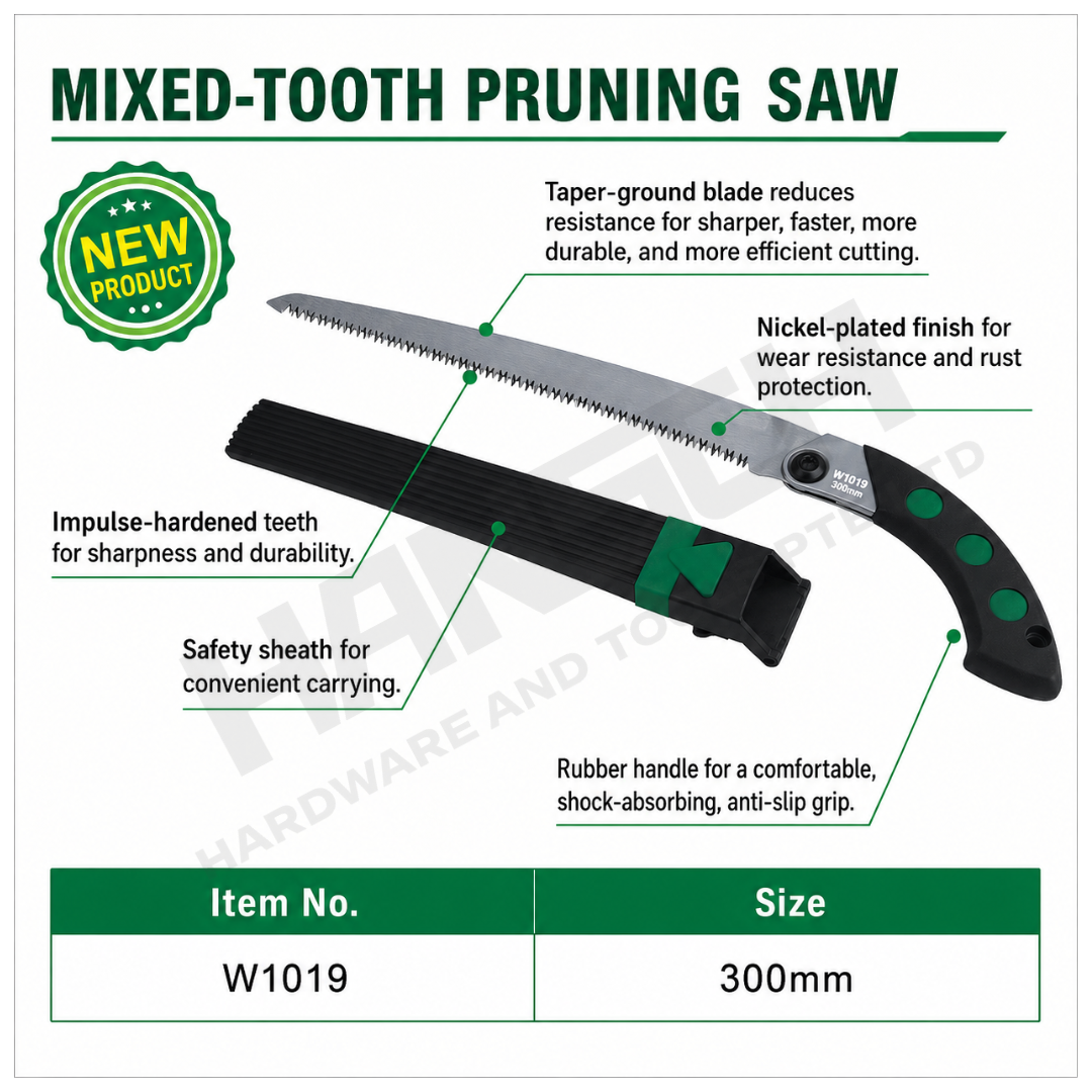 Wynn's Mixed-Tooth Pruning Saw 300mm with Safety Sheath (W1019) Garden Cutting Saw 混合齿型剪定锯