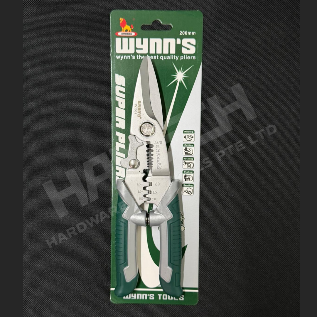 Wynn's W1051 Multi-Purpose Electrician’s Shears 200mm Wire Stripping, Cutting & Crimping Plier 多功能电工剪