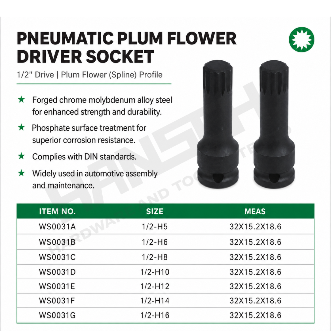Wynn's 1/2-Inch Drive Pneumatic Spline Bit Socket 风动梅花旋具套筒
