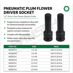 Wynn's 1/2-Inch Drive Pneumatic Spline Bit Socket 风动梅花旋具套筒