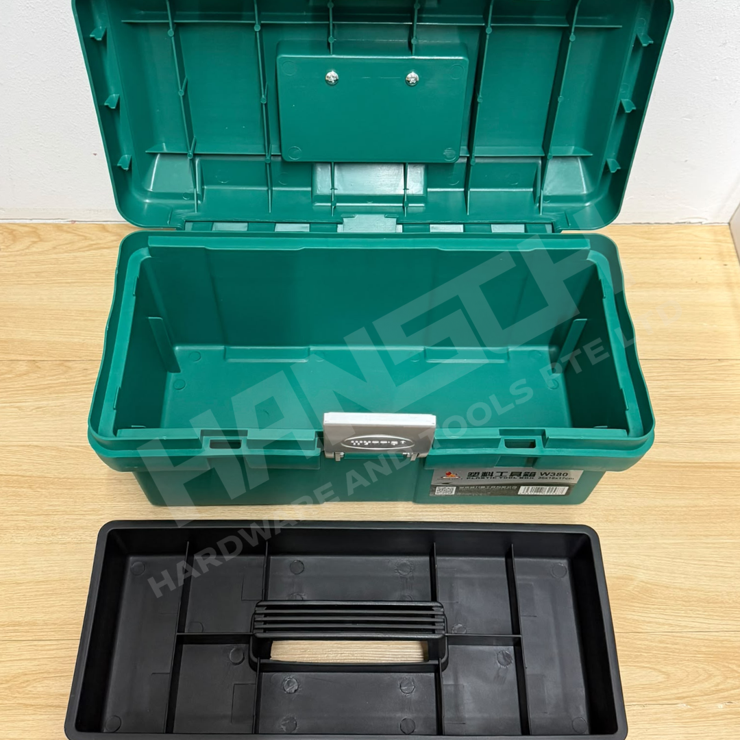 Wynn's W380 Industrial Portable Plastic Tool Box with Organiser Tray, Secure Lock and Carry Handle 工业级工具箱 多功能分层收纳箱