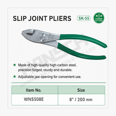 Wynn's Slip Joint Pliers 8 Inch (WNS508E) Multi-Purpose Hand Tool for Gripping, Holding and Cutting