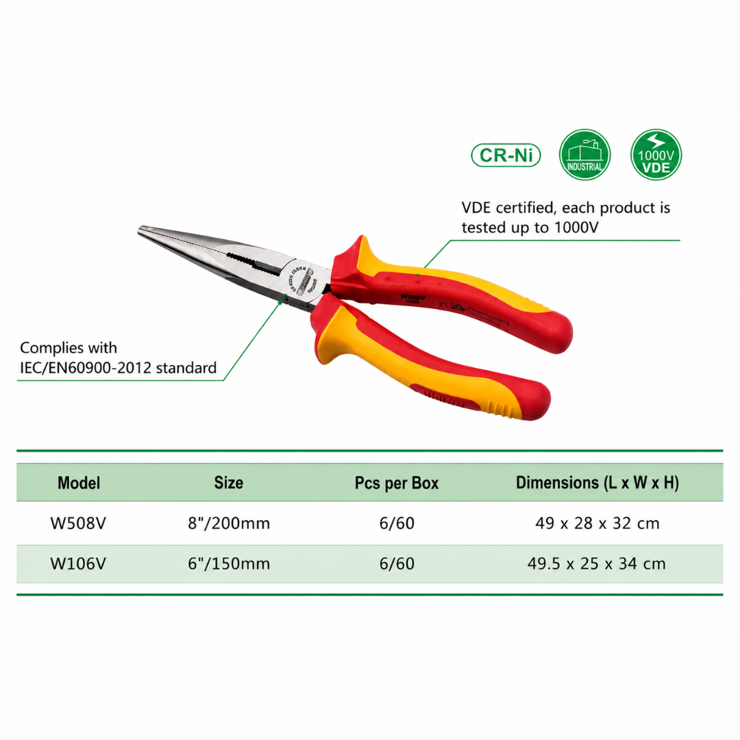 Wynn's TEFLON Insulated Long Nose Pliers Anti-Voltage 耐高压绝缘尖咀钳