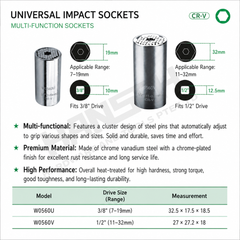 Wynn's Universal Impact Socket 3/8" Multi-Function Socket 万能套筒