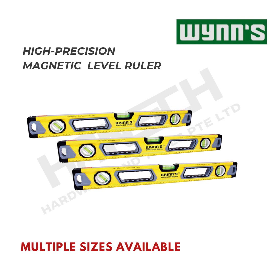 Wynn's High-Precision Aluminum Alloy Magnetic Spirit Level Ruler (W0092) Heavy-Duty Construction Level with Strong Magnetic Base 高精度铝合金水平尺 (强磁)