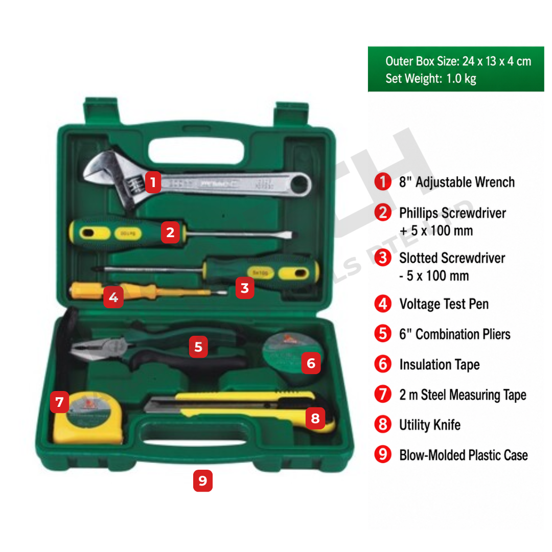 Wynn’s W009 9-Piece Homeowner Hand Tool Set 家庭工具组套9 件套