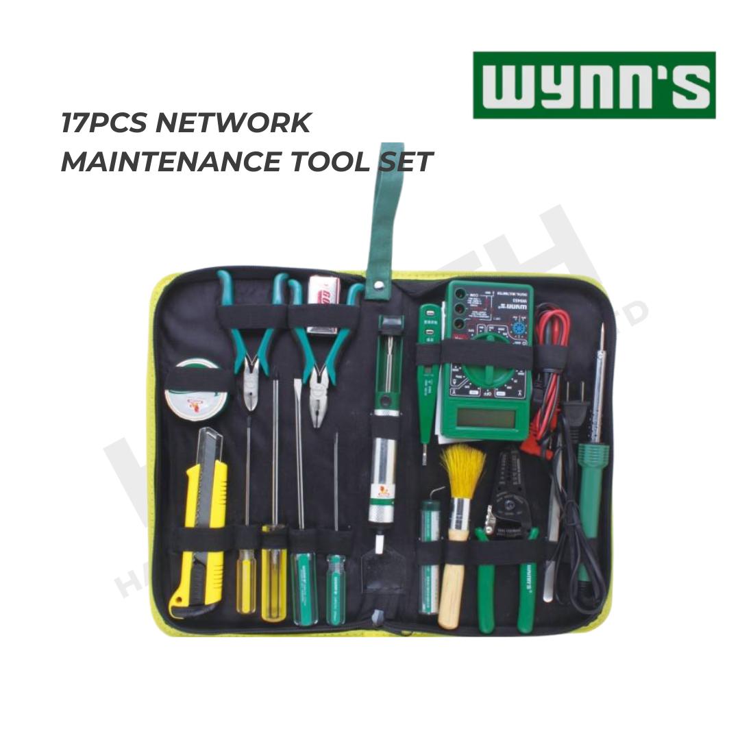 Wynn's 17PCS Network Maintenance Tool Set with Multimeter, Soldering Iron, Pliers & Tool Bag (W017B)  17件套网络维修工具包组套