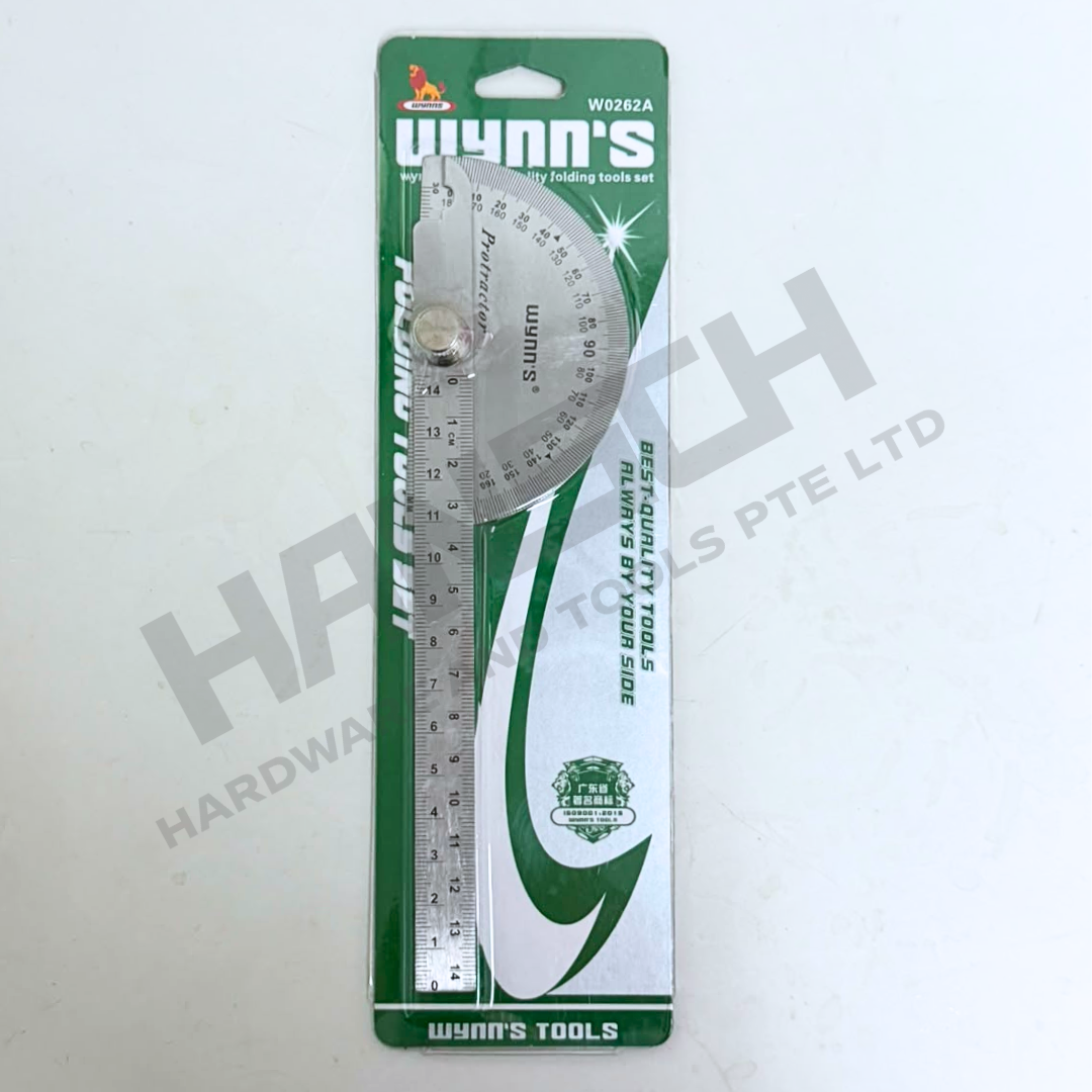 Wynn's W0262A Stainless Steel Protractor Angle Ruler 180° 150mm 6inches 不锈钢180度角度尺