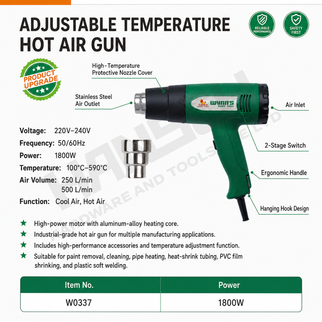 Wynn's 1800W (W0337) Adjustable Temperature Hot Air Gun 调温热风枪