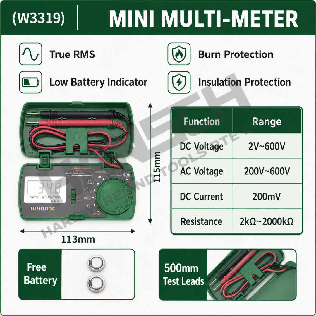 Wynn’s W3319 Mini Digital Multimeter  AC/DC Voltage Current Resistance Tester 迷你型万用表