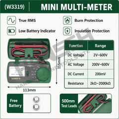 Wynn’s W3319 Mini Digital Multimeter  AC/DC Voltage Current Resistance Tester 迷你型万用表