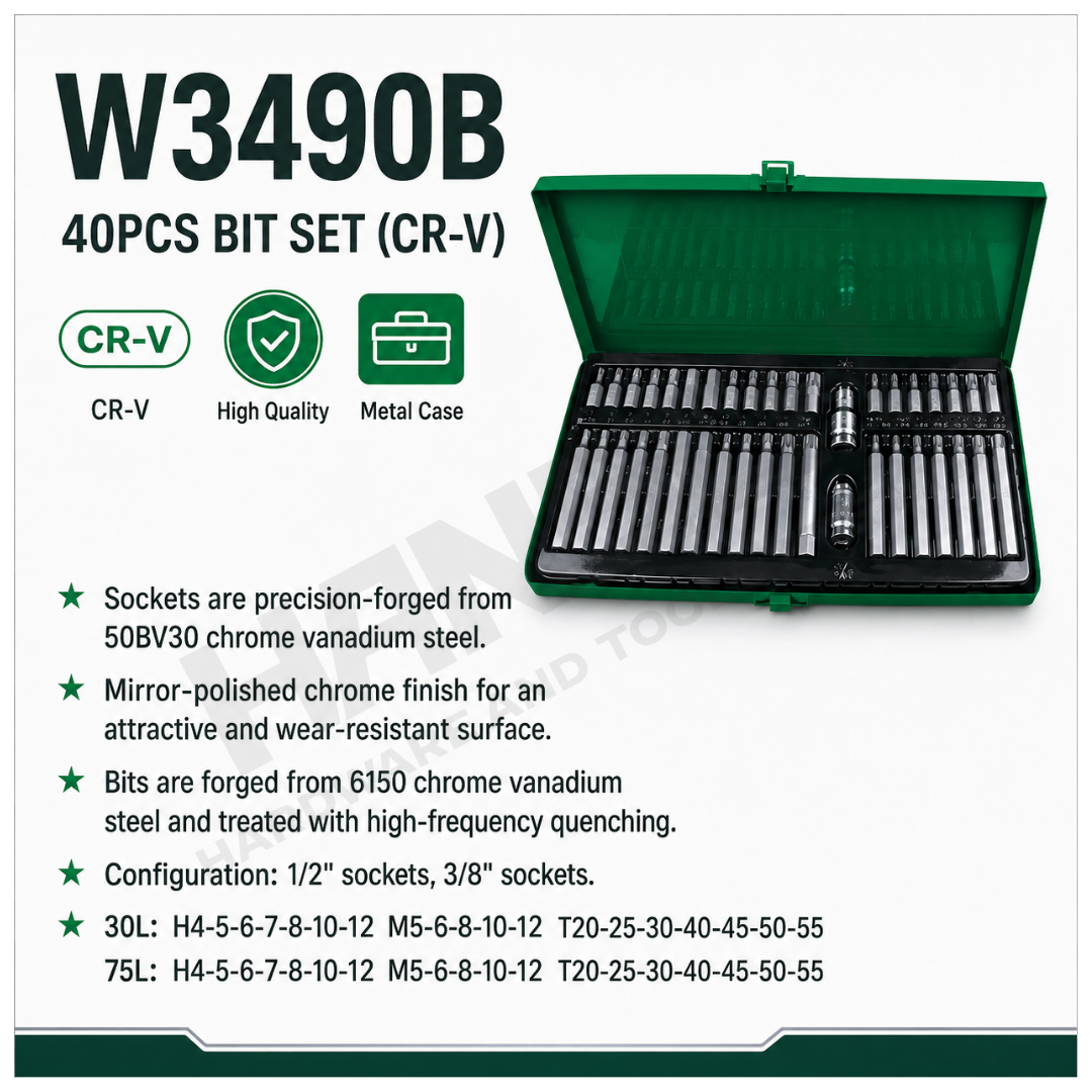 Wynn's 40PCS Bit Set with Metal Case(W3490B) Industrial Socket Bit Set 40件套批嘴组套