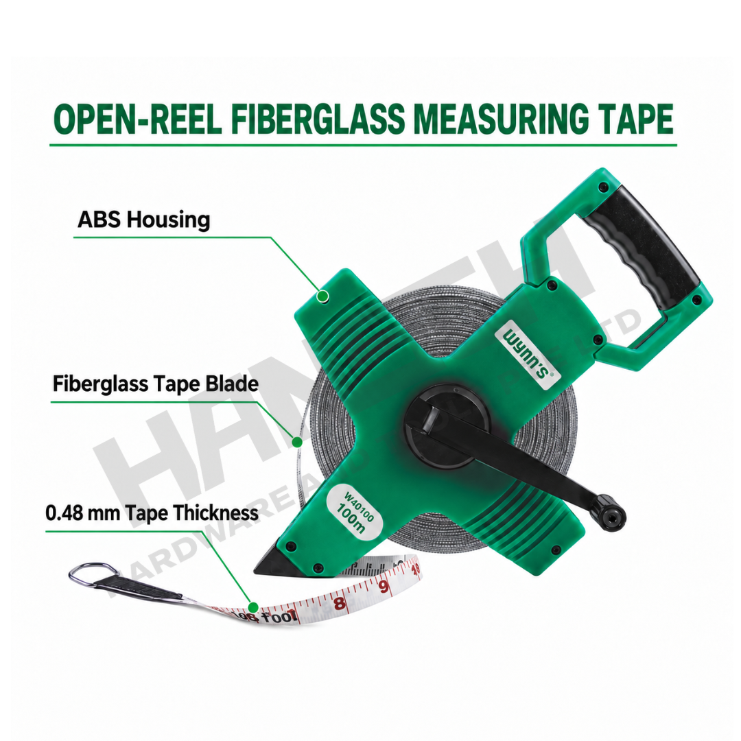 Wynn’s W40100 Fibreglass Measuring Tape 100m × 13mm 架式纤维皮卷尺
