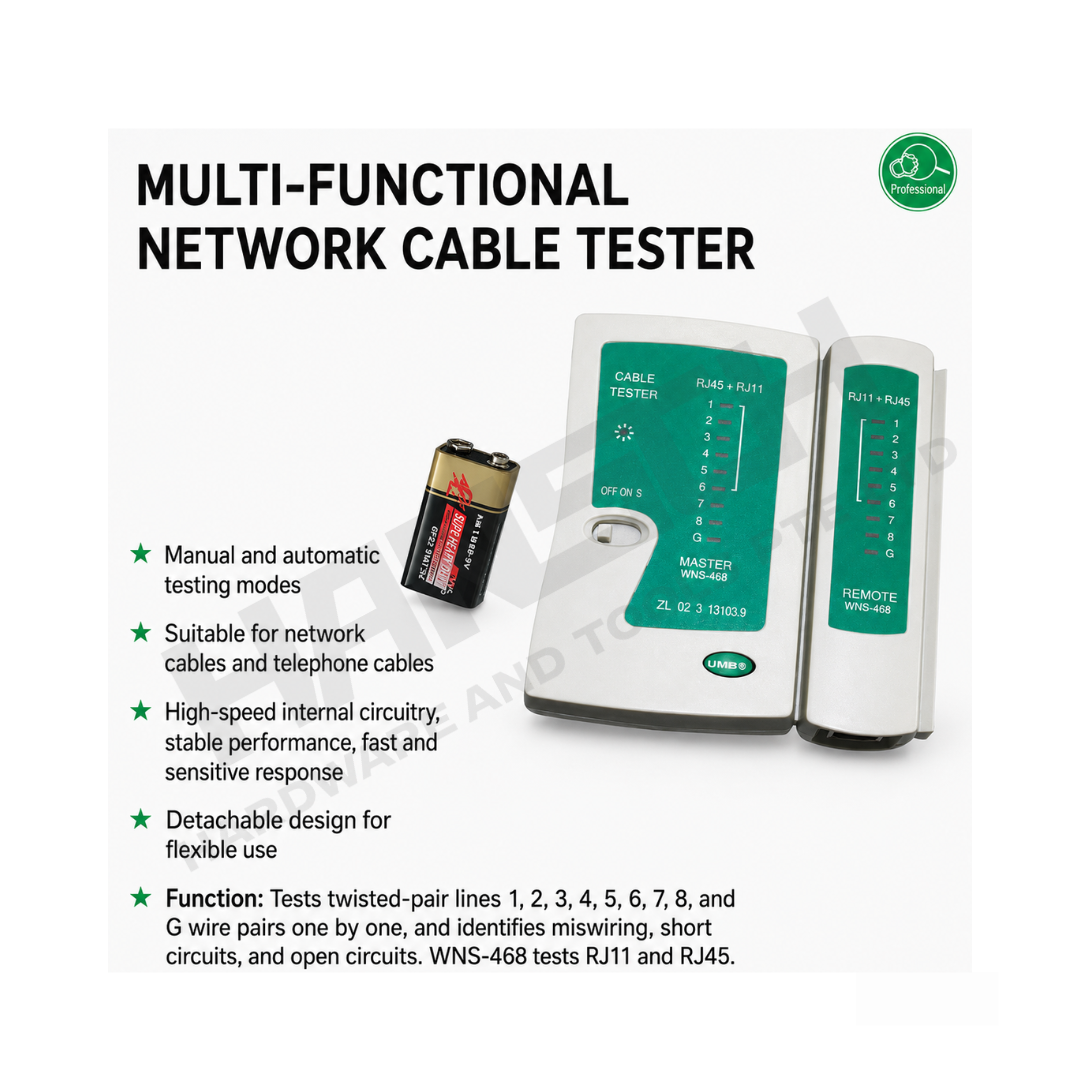 Wynn's WNS-468 Multi-Functional Network Cable Tester for RJ45 & RJ11 Cables 多功能网络电缆测试仪