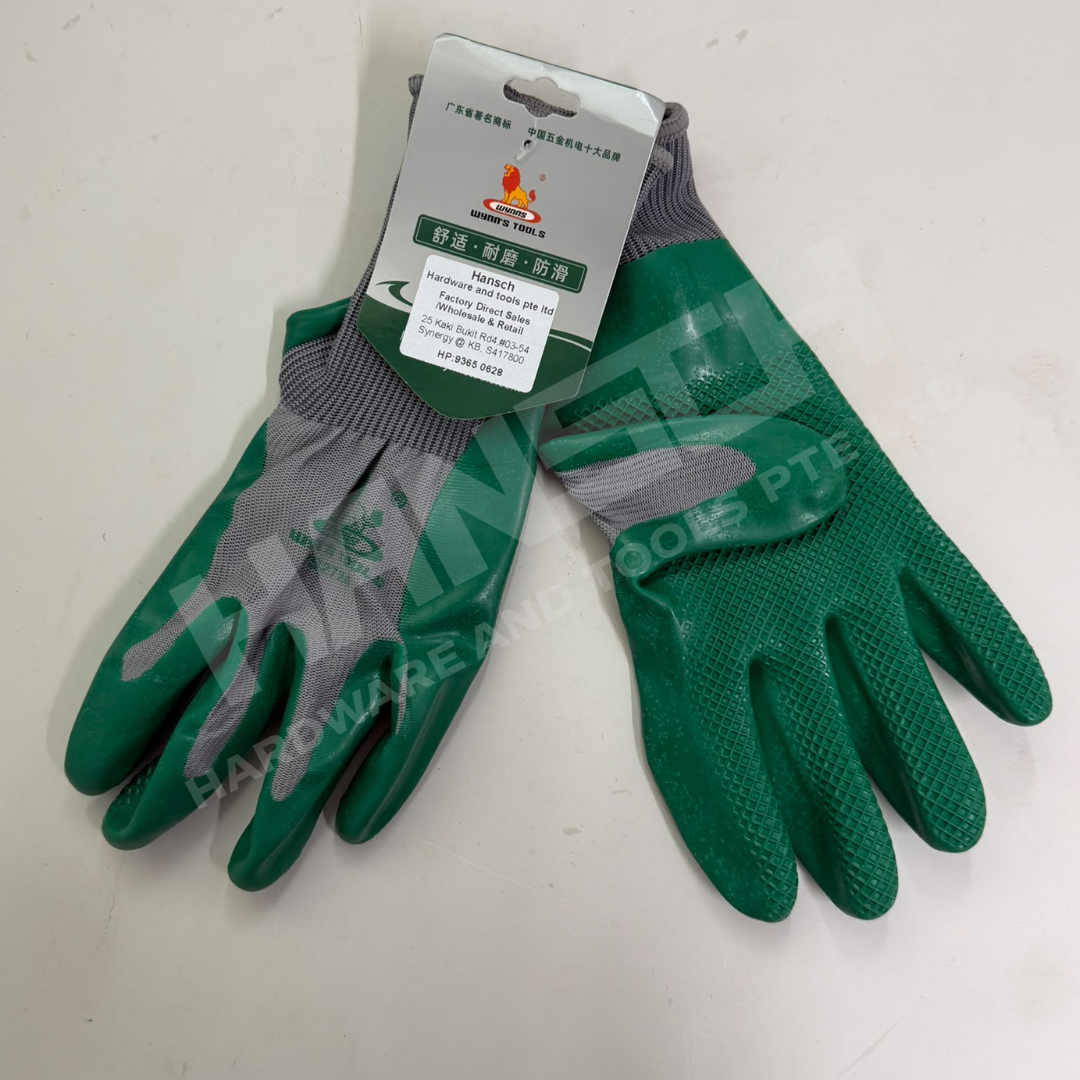 Wynn's Industrial Work Gloves (W2724) Palm-Dipped Latex Embossed Work Gloves – 9 Inch 乳胶压纹手套