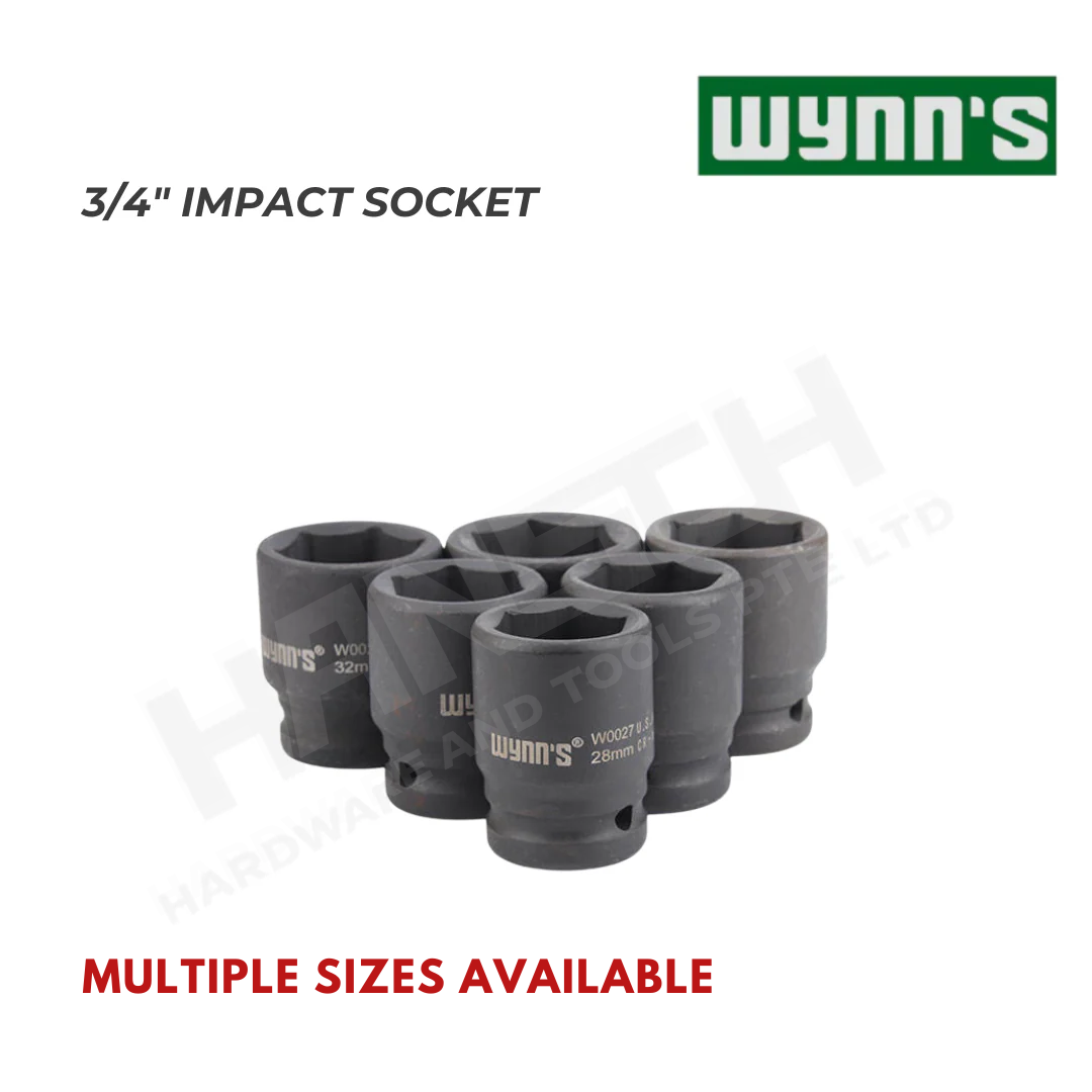 Wynn's 3/4" Regular Short Impact Socket Bit Set for Torque Wrench (17-41mm)  风炮套筒头子